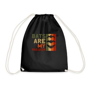 Bats bat saying bat - Drawstring Bag - black - Front