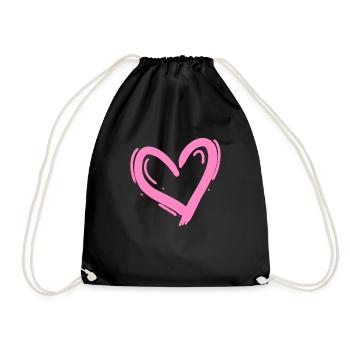 Herz Design Liebe Rosa - Turnbeutel - Schwarz - Vorne