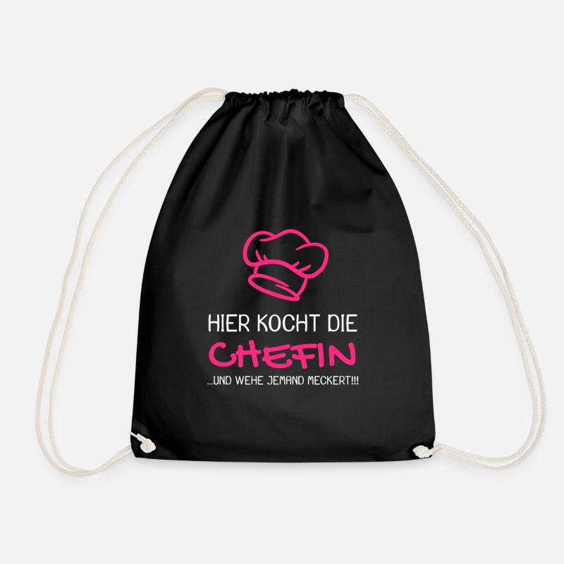 Chefkoch Spruch Chefin Damen Shirt - Turnbeutel - Schwarz