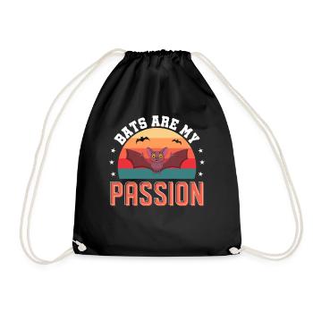 Bats bat saying bat - Drawstring Bag - black - Front