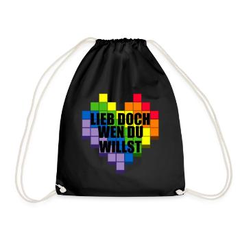 Lieb Doch Wen Du Willst - Pride Flag LGBTQ - Turnbeutel - Schwarz - Vorne