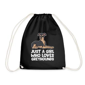 Greyhound Girl Just a Girl Who Loves Greyhounds - Drawstring Bag - black - Front