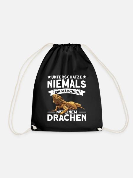 Reptil Mädchen Bartagame Geschenk - Turnbeutel - Schwarz