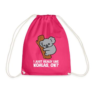 I Just Really Like Koalas, Okay Funny Koala - Drawstring Bag - fuchsia - Front