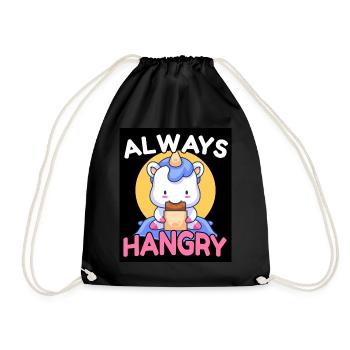 Always Hangry Sweet Unicorn Hungry Gift - Drawstring Bag - black - Front