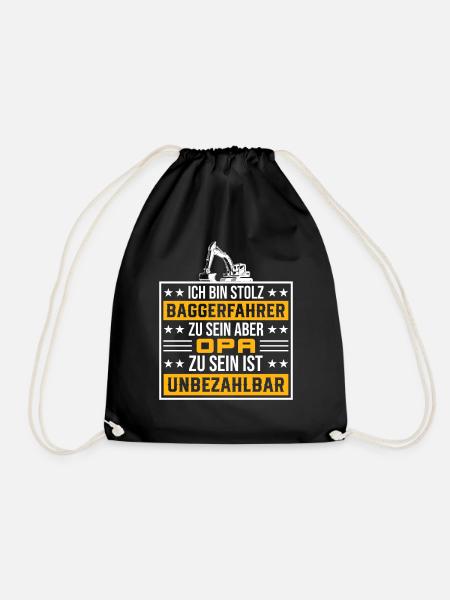 Opa Baustelle Bagger Geschenk - Turnbeutel - Schwarz