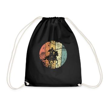 Knight retro medieval rider - Drawstring Bag - black - Front