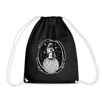 Astronaut Skateboard Space Skateboarder - Drawstring Bag - black - Front