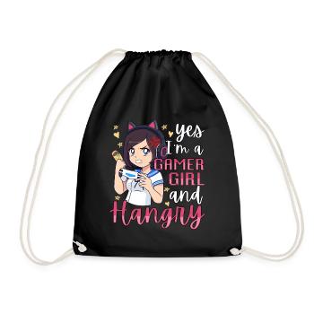 Yes I'm A Gamer Girl Hangry Angry Anime Hungry - Turnbeutel - Schwarz - Vorne