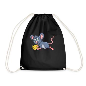Maus mit Käse - Turnbeutel - Schwarz - Vorne