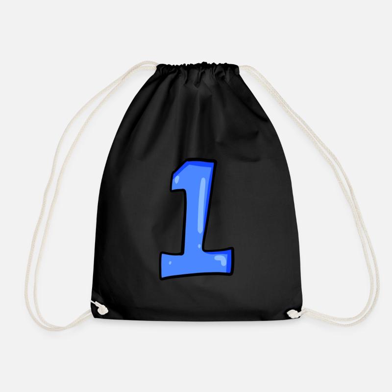 Number 1 Blue - Number One - Drawstring Bag - black