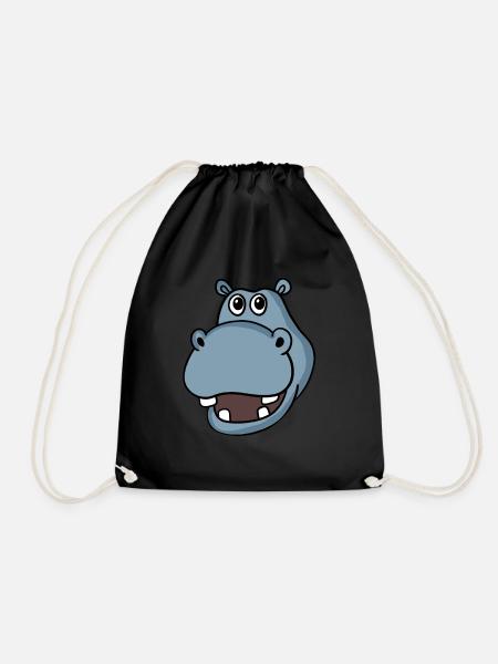 Hippo Head - Drawstring Bag - black