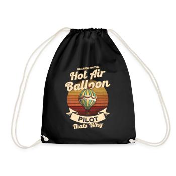 Ballonfahrer Retro Heißluftballon Geschenk - Turnbeutel - Schwarz - Vorne