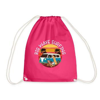 BIG WAVE SURFING SURFER - Drawstring Bag - fuchsia - Front