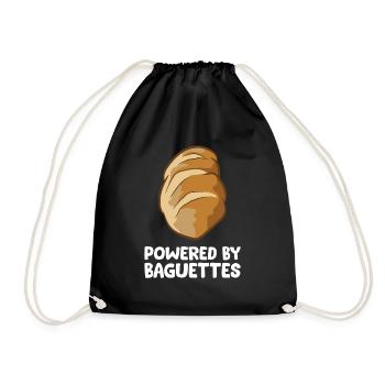 Lustige Baguette Liebhaber Powered By Baguettes - Turnbeutel - Schwarz - Vorne