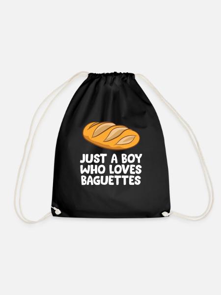 Baguette Boy Just a Boy Who Loves Baguettes - Drawstring Bag - black