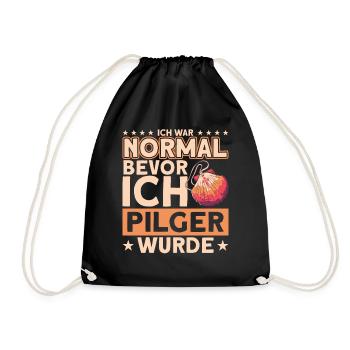Jakobsweg Pilgern Pilgermuschel Geschenk - Turnbeutel - Schwarz - Vorne