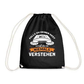Putzkraft Hausfrau Saugroboter Geschenk - Turnbeutel - Schwarz - Vorne