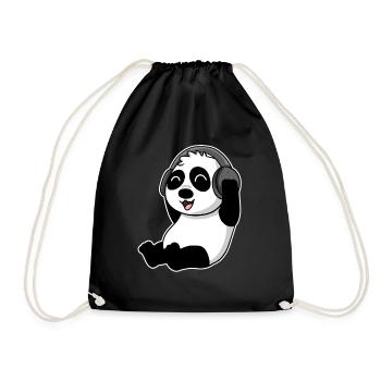 Bébé Panda animal écoute de la musique avec des écouteurs - Sac de sport léger - noir - Devant