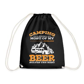 Camping und Bier lustiges Wohnmobil Sayings - Turnbeutel - Schwarz - Vorne