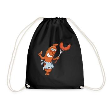 Grillen Würstchen Wurst - Drawstring Bag - black - Front
