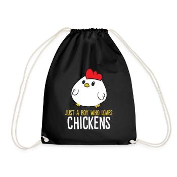 Chicken Boy Just a Boy Who Loves Chickens - Drawstring Bag - black - Front