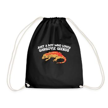 Gargoyle Gecko Boy Just a Boy Who Loves Gargoyle - Drawstring Bag - black - Front