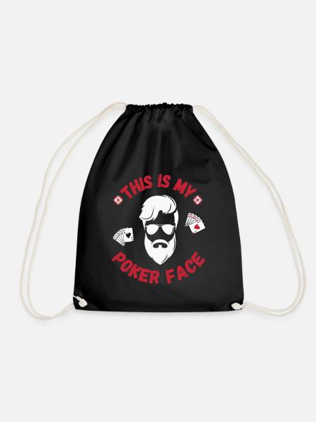 Poker Face Card Game Gambling Sunglasses Bluffing - Drawstring Bag - black