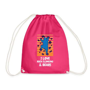 I Love Rock Climbing & Bears Lustig Bär Climber - Turnbeutel - Fuchsia - Vorne