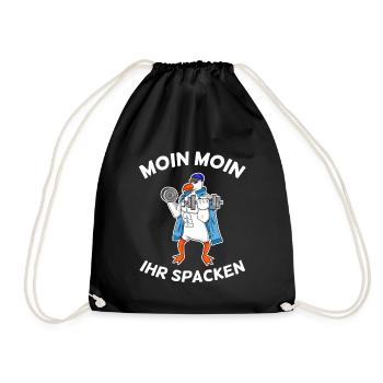 Moin Moin ihr Spacken Seemöwe Möwe Seemann Fitness - Turnbeutel - Schwarz - Vorne