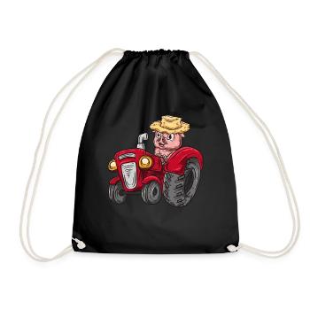 Tractor pig farmer - Drawstring Bag - black - Front