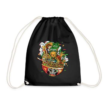 Ramen Drache In Daruma Bowl Vaporwave Kanagawa - Turnbeutel - Schwarz - Vorne