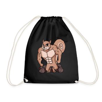 Squirrels with muscles - Drawstring Bag - black - Front