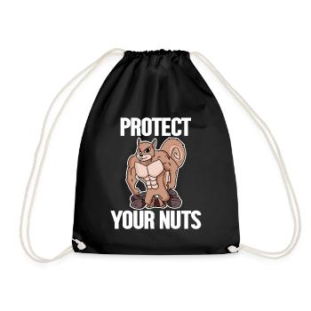 Lustiges Eichhörnchen Geschenk - Turnbeutel - Schwarz - Vorne