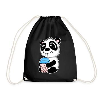 Bubble Tea Panda - Turnbeutel - Schwarz - Vorne