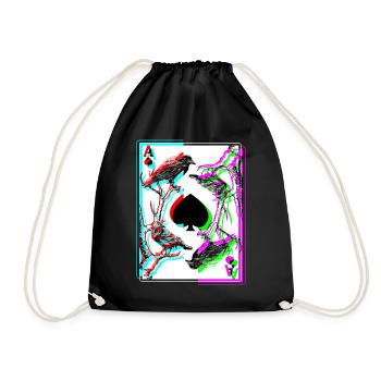 Crow And The Ace Of Spade Occult Death Raven - Drawstring Bag - black - Front