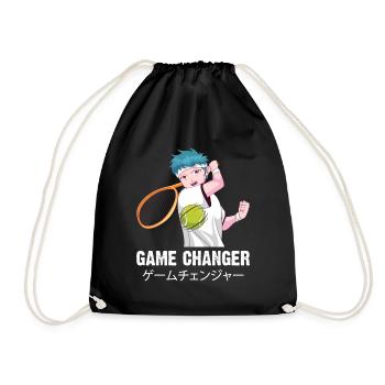 Tennis Anime Boy Husbando Game Changer Kanji Weeb - Drawstring Bag - black - Front