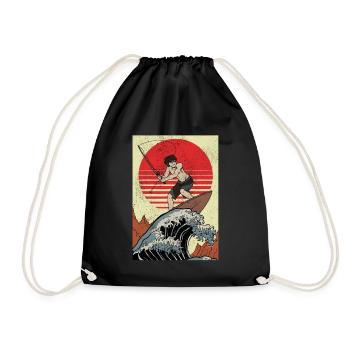 Surfer Anime Boy Pêche Kanagawa Pêche - Sac de sport léger - noir - Devant