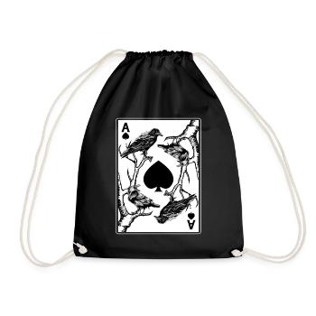 Krähe And The Ace Of Spade Occult Raven Death - Drawstring Bag - black - Front
