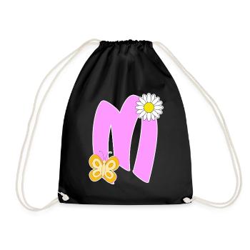 Lettre M avec papillon - Sac de sport léger - noir - Devant