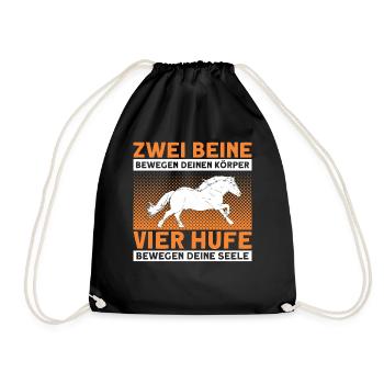 Reiten Reiter Haflinger Geschenk - Turnbeutel - Schwarz - Vorne