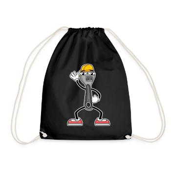 Tool Cartoon Wrench - Drawstring Bag - black - Front