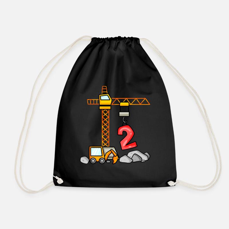 Kinder Geburtstagsshirt Bagger 2 Junge Baustelle 2 - Turnbeutel - Schwarz