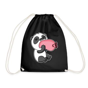 Panda with sausage - Drawstring Bag - black - Front
