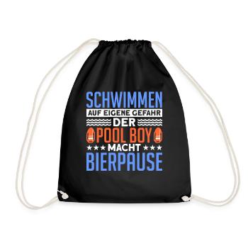Schwimmen Poolboy Bademeister - Turnbeutel - Schwarz - Vorne