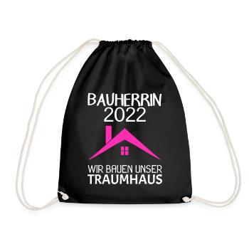 Bauherrin Hausbau Baustelle Richtfest 2022 - Turnbeutel - Schwarz - Vorne