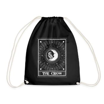 Tarot Card Crow Occult Half Moon Black Raven - Drawstring Bag - black - Front