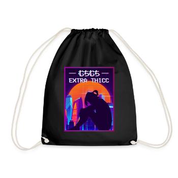 Extra Thicc Sad Anime Girl Tokyo Streetwear Lofi - Drawstring Bag - black - Front