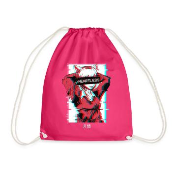 Heartless Anime Girl Vaporwave Aesthetic Otaku - Drawstring Bag - fuchsia - Front