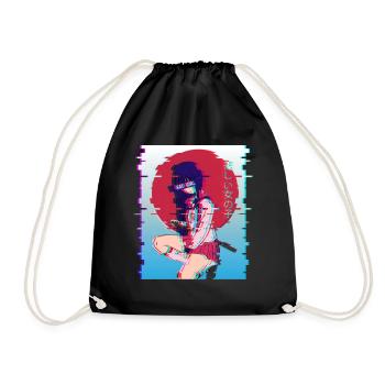 Sad Girl Waifu Anime Girl Japanese Vaporwave Otaku - Sac de sport léger - noir - Devant